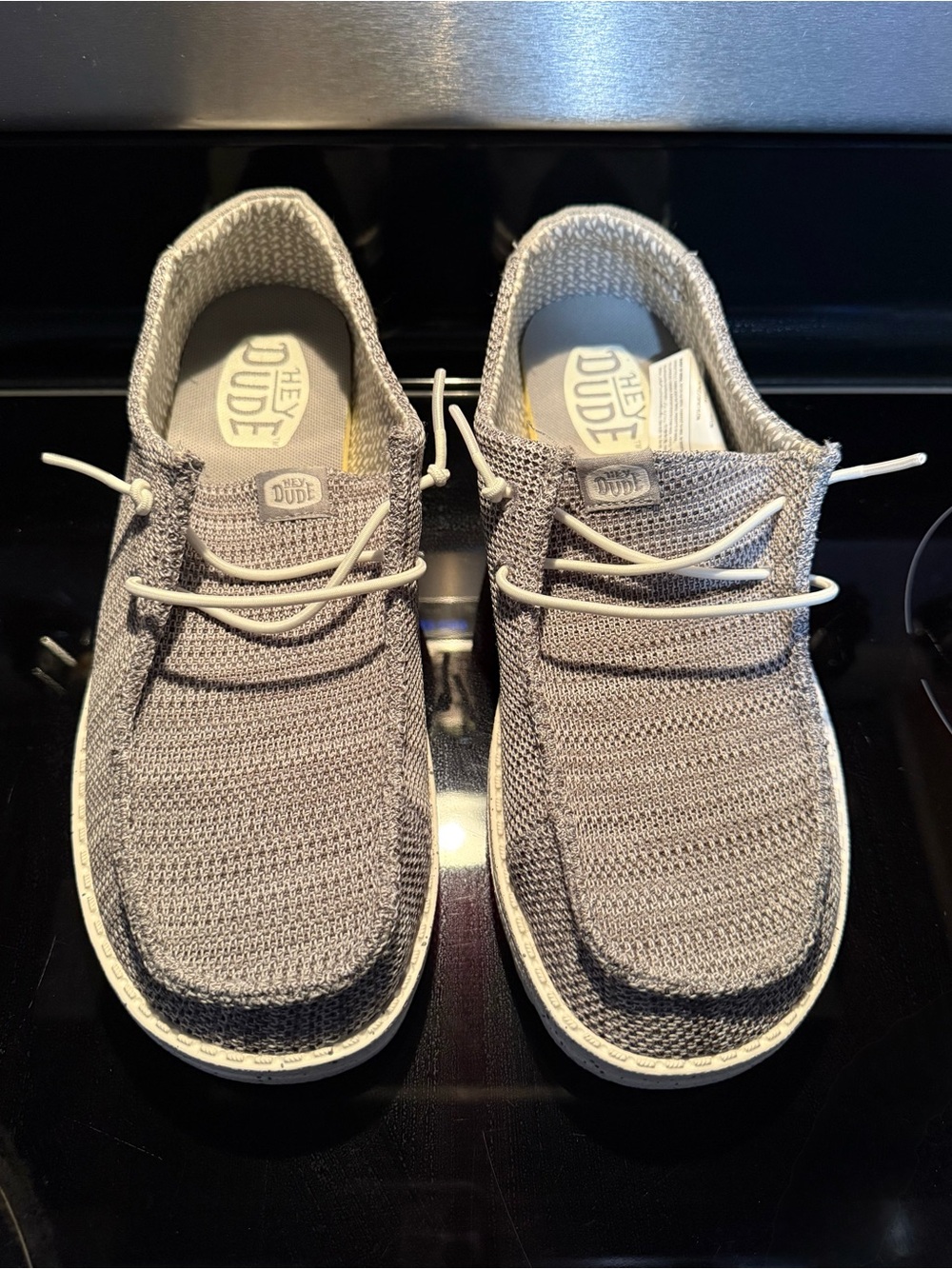 Hey Dude Light Gray Knit Slip-On Loafers